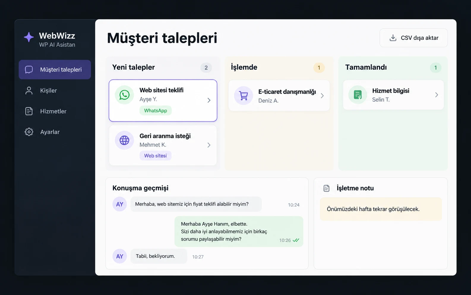 Müşteri Talepleri ve CRM