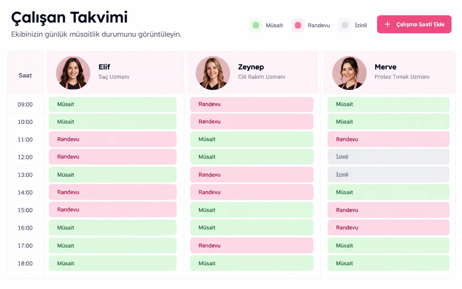 Staff & Availability Calendar