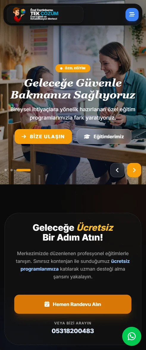 Tek Çözüm Özel Eğitim ve Rehabilitasyon Merkezi Web Sitesi - 2